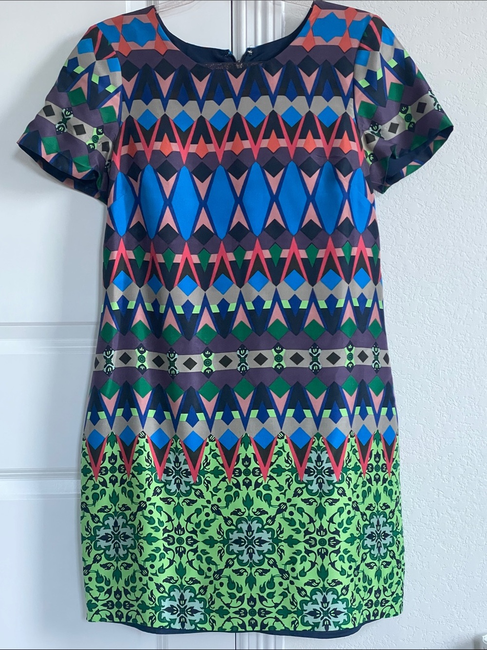 J Crew Geometric Multicolor Shift Dress - Bold Aztec Print